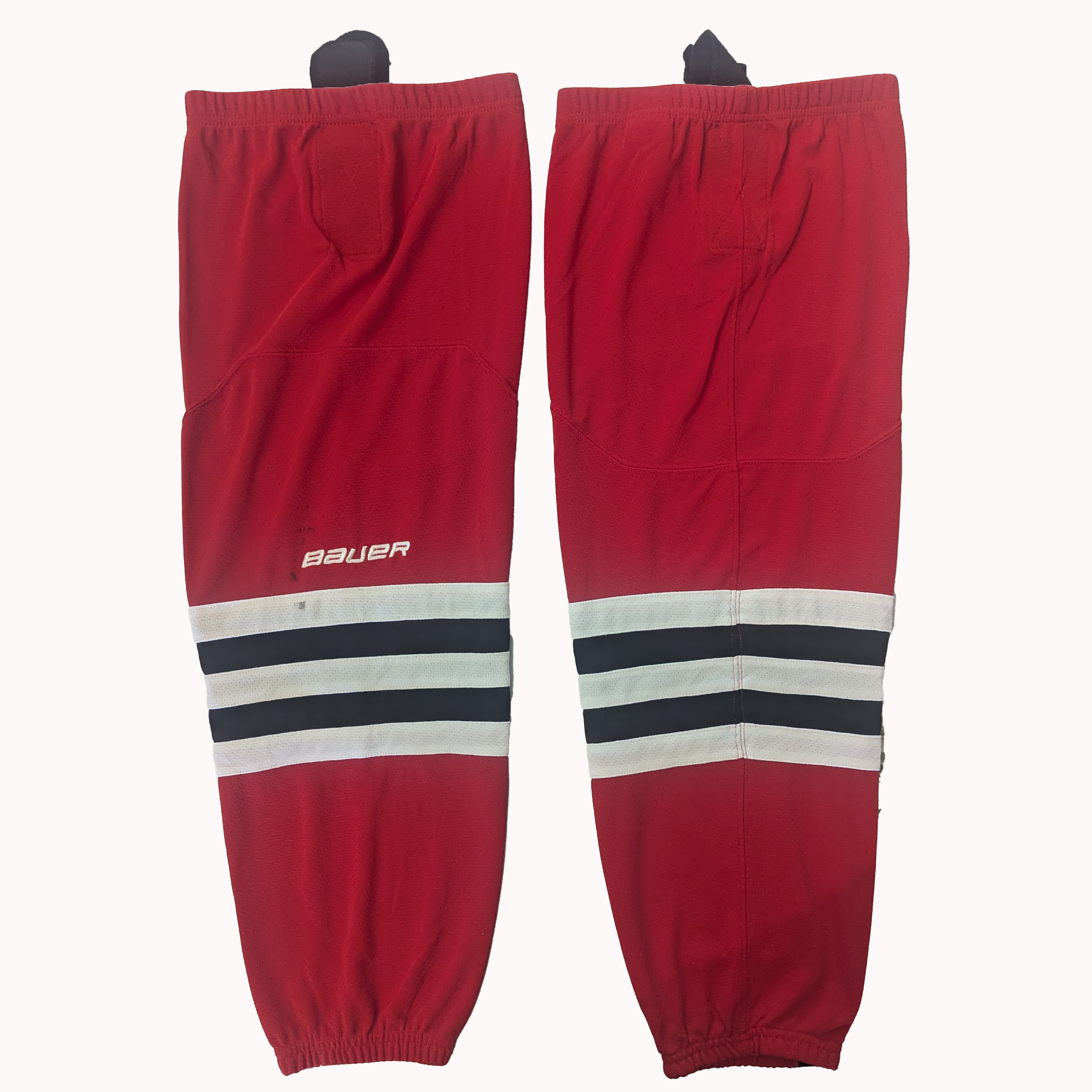 Bauer - Chaussettes de hockey usagées (rouge/noir/blanc)